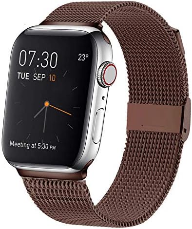 MCORS Band Compatible with Apple Watch 38mm 40mm 42mm 44mm,Stainless Steel Mesh Metal Loop with Adjustable Replacement Bands Compatible with Iwatch Series 5 4 3 2 1 Brown(Army)