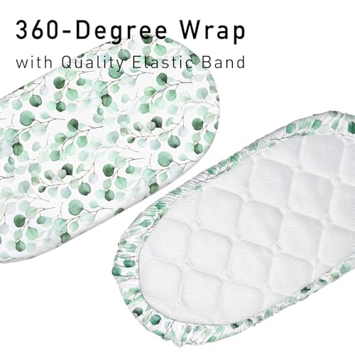Image of Gllquen Baby Bassinet Sheets 4 Pack, Breathable Cozy Fitted Mattress Sheet | 32 inchx16 inch Soft Baby Sheets for Boys Girls, Compatible with Halo, Snoo, Uppababy, Universal fitted,Baby Gift, Greenery
