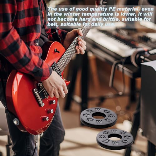 12 Stück Gitarrengurt Schlösser Silikon Gurtschlösser Gummi Gitarren Gurt Blöcke Gitarren Schutz Strap Blocks für Akustikgitarre E-Gitarre Bass Ukulele, 2.5cm (Schwarz)