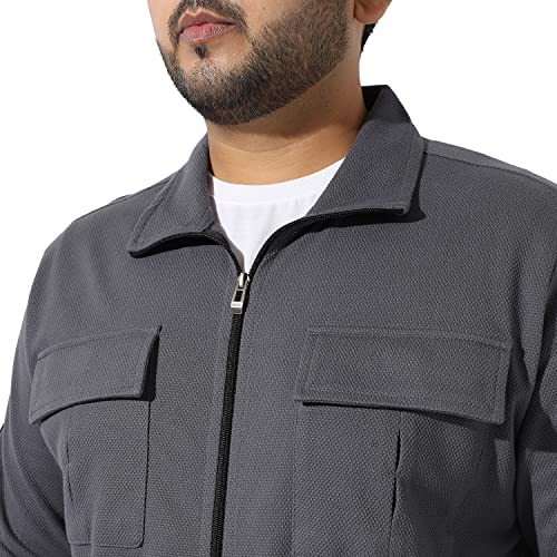 Image of Instafab Plus Men's Solid Blue Co-Ords Set For Casual Wear Regular Fit Cotton Blend Fabric Stretchable Clothing Set Crafted With Comfort Fit & High Performance For Everyday Wear