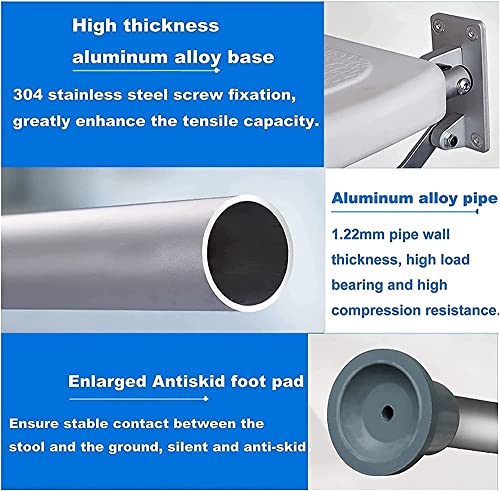 Siège de douche mural rabattable et banc ergonomique sécurisé pour senior - 6