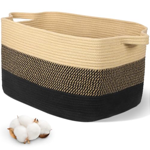 Grand panier rangement coton Alyvisun pour linge de lit et vêtements - 2