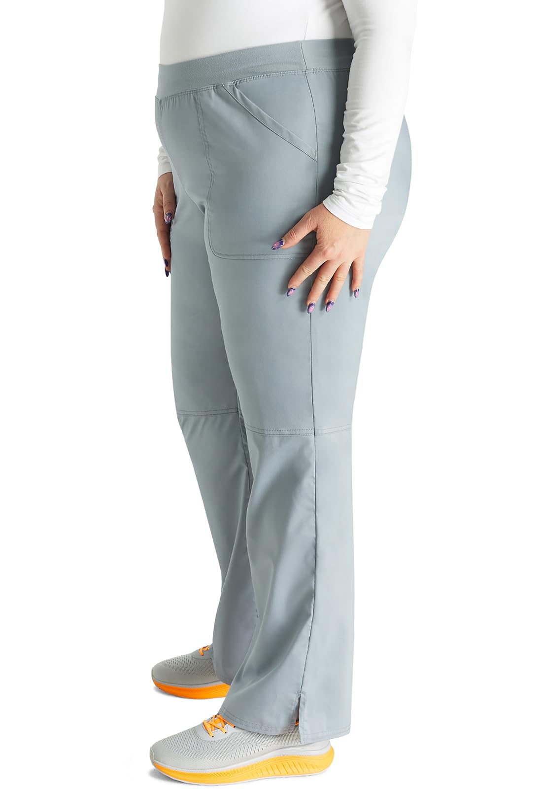 Cherokee Conjunto de uniforme médico para mujer, ajuste clásico moderno WW610 con pantalón de pierna recta y tiro medio, WW110, color gris, talla XS