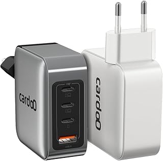 تقنية الشحن السريع جان 100 وات 3 منافذ USB نوع سي وUSB نوع ايه محول عالي الطاقة للاب توب والألعاب بشحن فائق السرعة متعدد المنافذ آمن وجاهز للسفر للموبايلات وأجهزة التابلت واللاب توب من كاردوو، أسود