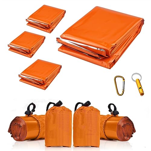 Ninth C Coperte di emergenza, confezione da 4 fogli termici extra large in mylar di sopravvivenza di primo soccorso per escursioni, all'aperto, campeggio