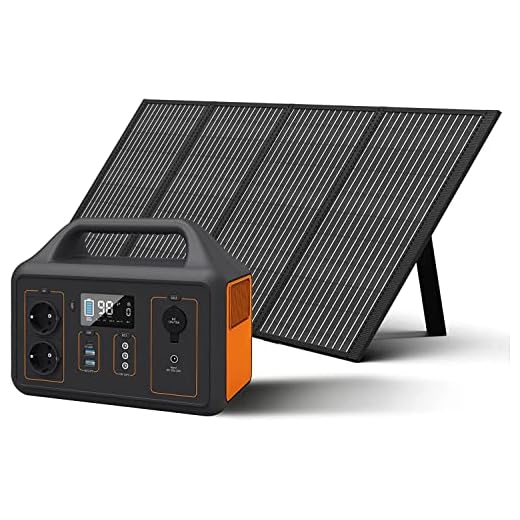 Vvindefs Estación de Energía Portátil de 600W con Panel Solar de 100W, con Pantalla LCD para Vacaciones en Camping, Viajes en Autocaravana, Aventuras (Naranja)