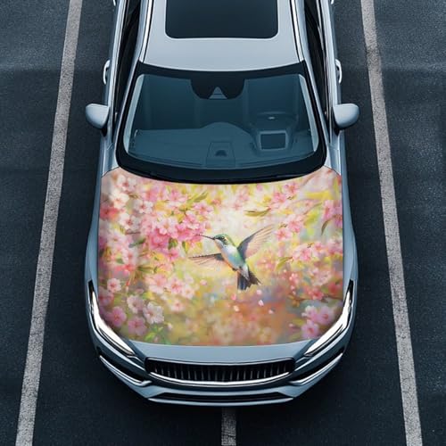 Image of Car Hood Cover,Hummingbird Design Soft Decoration Car Hood Cover Protector Suitable Most Automotive Sedans Trucks Pickup Sports Cars for Outdoor