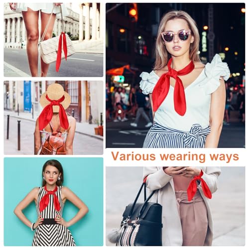 Silk Scarf for Women Chiffon Neck Scarf Square Bandana Silk Scarves Handkerchief Retro Head Handbag Bag Scarf Mime Costume4