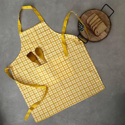 Image of Oak & Lily 100% Cotton Kitchen Apron | Fully washable with large front pocket | European quality | Made for Indian sizes