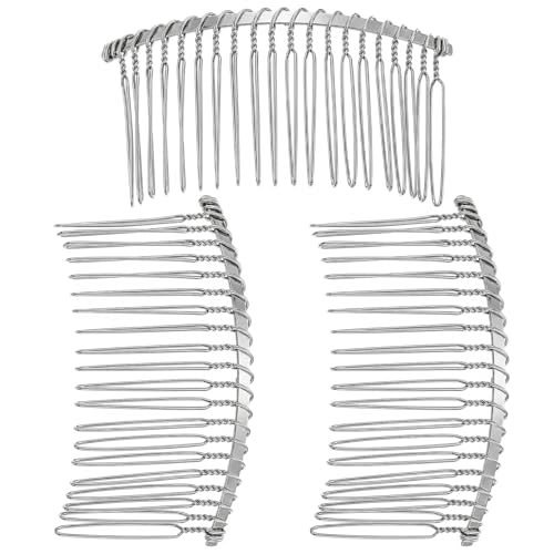 Set de 3 peines metálicos plateados para velo miniatura 1