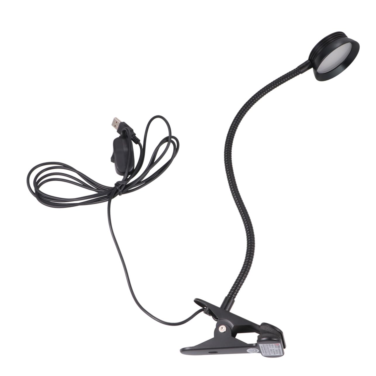 Lampada da Lettura LED Clip, 4w 6w, Collo Flessibile per Letto | Luce Usb, Regolazione a Due Livelli, Paralume Protettivo, Metallo Nero, Cavo Incluso
