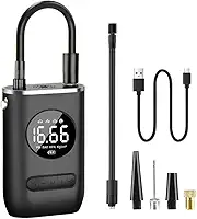 Calibrador Digital Compressor Bomba De Ar Portátil com Lanterna LED para Encher Pneus de Carro, Moto, Bicicleta, Bike, Bola e Piscina Inflável Premium