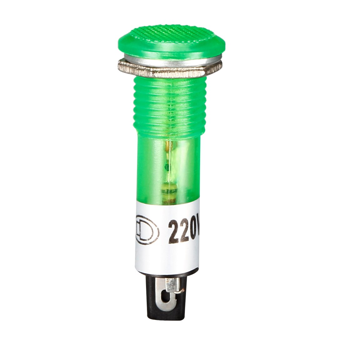 Ruilogod Indicador de neón luces AC 220V, bulbos de tablero XD10-1 GREEN, Montaje del panel de 9,5 mm 3/8 ", 100pcs