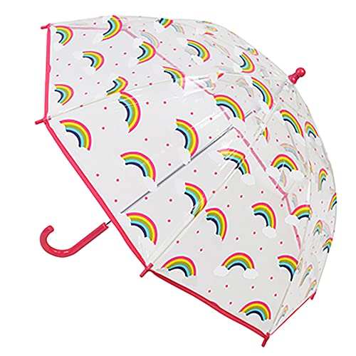 KAV Parapluie d'école transparent pour enfants garçons et filles - Joli et léger - Parasol dôme pour votre enfant, Arc-en-ciel, S Cover