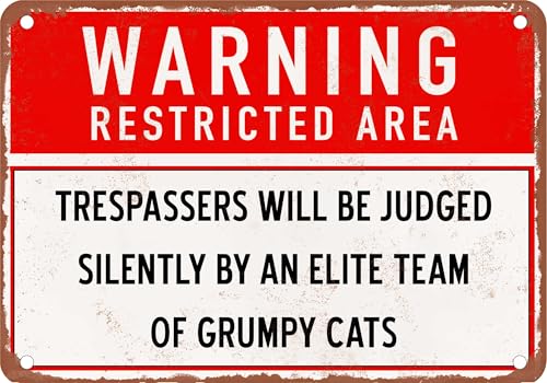 Funny Metal Sign - RESTRICTED AREA - TRESPASSERS WILL BE