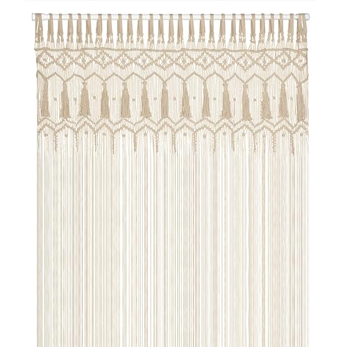 Cozyor Makramee Boho Vorhang Türvorhang Fenstervorhang 132x200cm als Raumtrenner, Wandbehang & Deko beige, für Traubogen, Hochzeit, Wohnzimmer, Balkon Handmade
