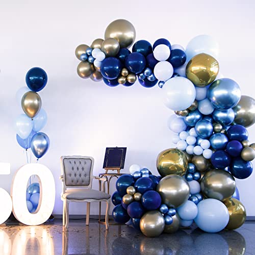 Image of RUBFAC Graduation Balloons 129pcs, Navy Blue Balloon Different Sizes 18 12 10 5 Inch, Garland Arch Kit for Birthday Party Baby Shower Wedding Sports Holiday Decoration