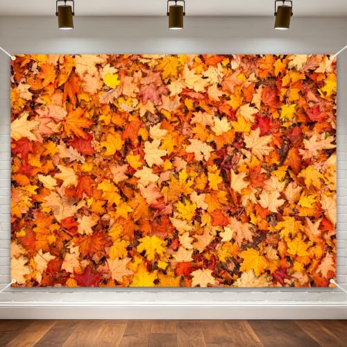 Fall Photography Backdrop 7x5ft, Autumn Maple Leaves Photo Background