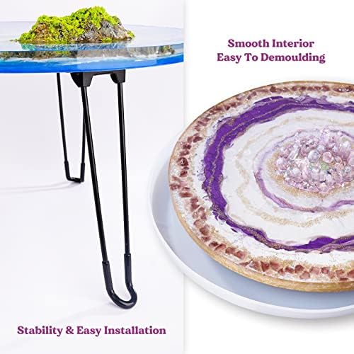 LET'S RESIN Extra Large Resin Moulds, 20 Inch XL Round Silicone Moulds with 3 Pcs Hairpin Legs for Table, Epoxy Resin Moulds for Big Tray, Clock, Resin Art, Resin Casting, Gifts