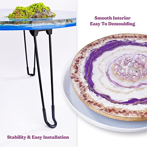 Let's Resin Extra Large Resin Molds, 20 Inch Xl Round Silicone Molds With 3 Pcs Hairpin Legs For Table, Epoxy Resin Molds For Big Tray, Clock, Resin Art, Resin Casting, Gifts #TOP5