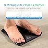 Healthkeep Balance Pese Personne Numérique, Haute Précision avec Affichage Lumineux, Technologie Step-On 5mm Verre Trempé, Haute Précision à 180kg/ 400lb