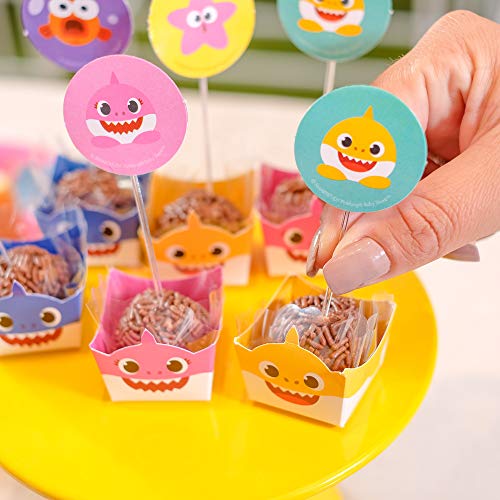Pick Decorativo No Tema Baby Shark, Cromus Festas, Colorido, 10 X 3.5 Cm