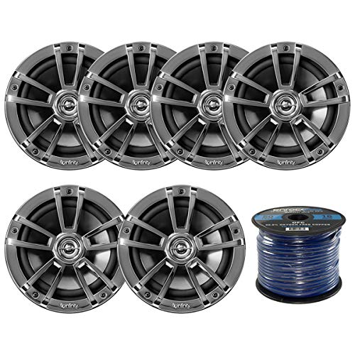 6X Infinity Reference 622m 6.5-Inch 225-Watt High-Performance 2-Way Weather-Proof Marine Boat Power Sport Vehicles 2-Way Coaxial Speakers (3 Pairs) Bundle With Enrock 100-Feet 16-Gauge Speaker Wire