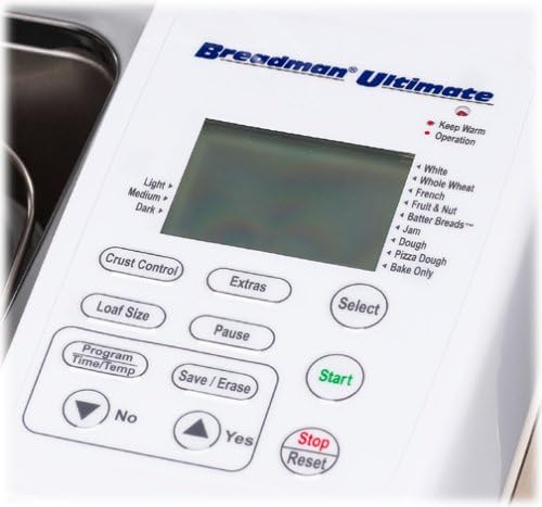 Close-up of Breadman TR2200WWC control panel