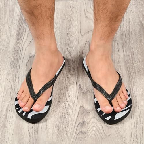 Women Beach Summer Casual Flip Flop Black White Zebra PrintQuick Dry Sandals Slipper for Men 214A44784
