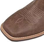 J's.o.l.e Western Cowboy Boots Men Square Toe Pull On Botte Cowboy Homme Wide Calf PU Leather Casual Riding Dress Boot Brown