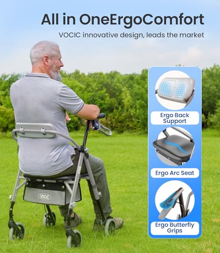 Image of VOCIC Z11 Rollator Walker for Seniors with Seat, 380 LBS