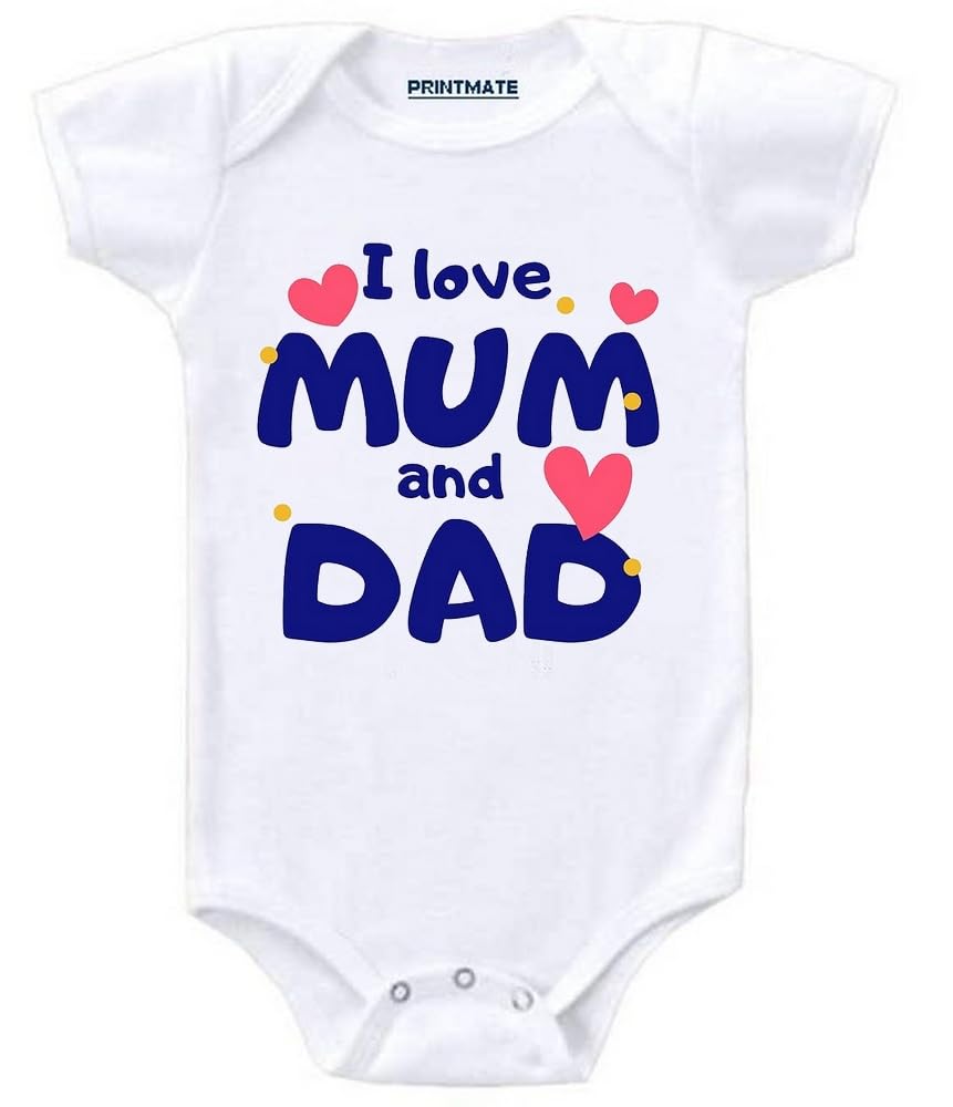 Printmate I Love Dad And Mom | Mum And Dad Half Sleeve Unisex Baby Romper For New Born Baby (B696)-image-25