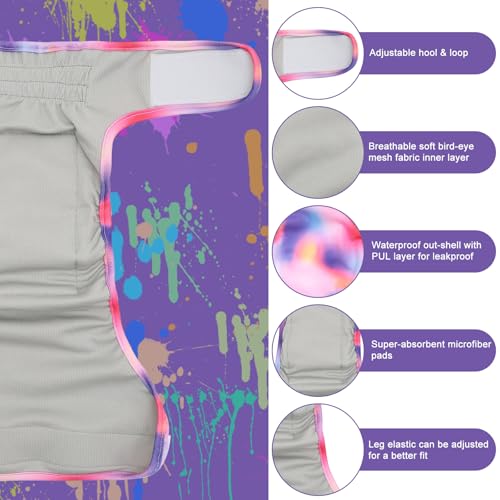 Image of Female Dog Diapers Reusable No Tail Hole Period Panties Washable 3 Pack Diapers Female for Docked-Tail Frenchie French Bulldog Boston Terrier Without Tail U-WWD03XS