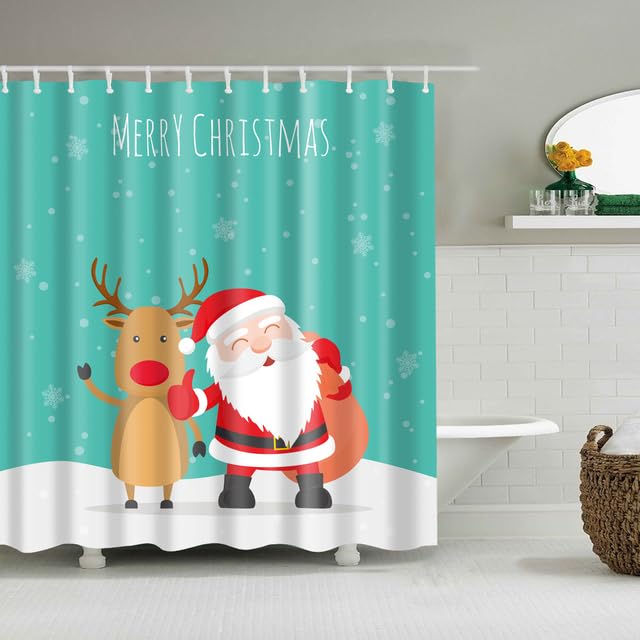 OWENIE Weihnachts-Duschvorhang 183x183 Cm – Lustiges Schneeflocken-Design, Wasserabweisend Aus Polyester