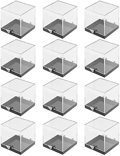 VOSAREA Containers with Lids 12pcs Clear Acrylic Box Square Rock Mineral Collection Display Case Specimen Sample Storage Acrylic Show Box Crystal Display Case Trinket Boxes