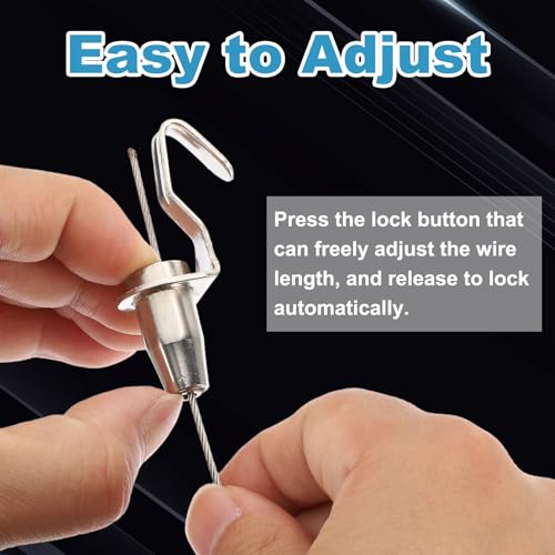 Image of PATIKIL 8 Pcs Adjustable Picture Hanging Wire Kit,2m /6.6ft Fit for 1.5mm Wire Heavy Duty PVC Coated Stainless Steel Wire Rope Hanger Hardware with 180 Degree Rotary Hook for Hanging Mirror
