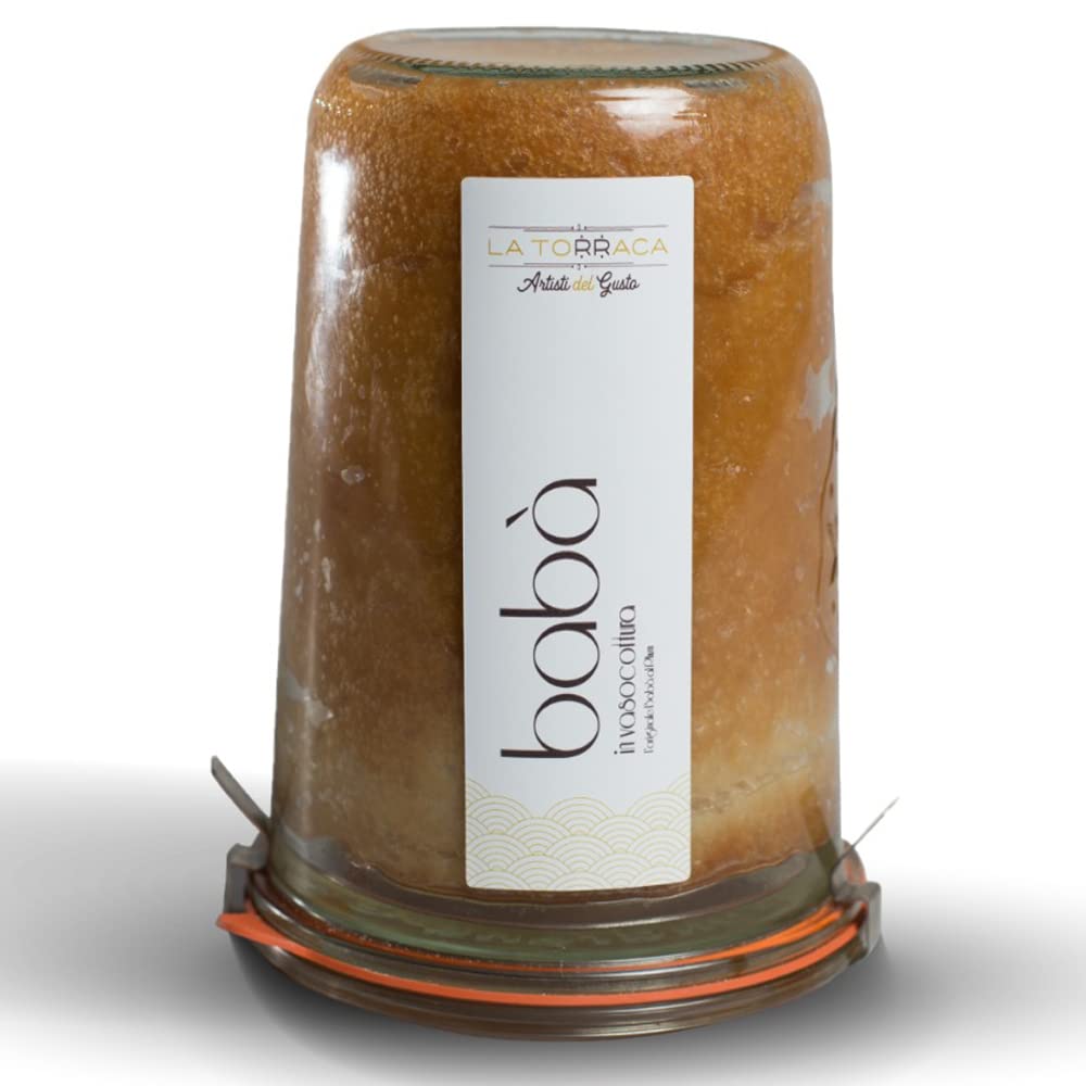 Babà Napoletano al Rhum in Vaso Cottura in Vetro | 500gr | Dessert Tipico Campano | Dolce a Lavorazione Artigianale | Cilento | Idea Regalo