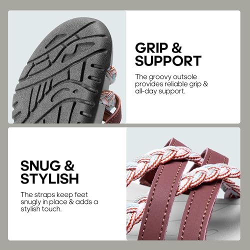 DREAM PAIRS DREAM PAIRS Womens Sandals Light Weight Hiking Sandals for Women Comfortable Athletic Quick-Drying Walking Hiking Water Sandals,Size 8,Red,DWUMST2504