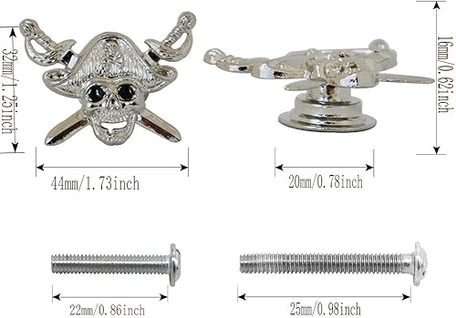 Miniatura 2 de Paxar Pomo de armario de calavera, 4 piezas, mango antiguo de un solo agujero para gabinete, cajón, armario, estantería, armario, zapato, mueble,