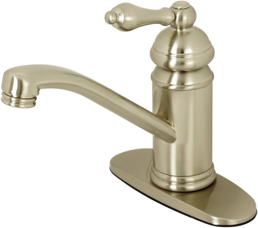 Kingston Brass KS3408AL Vintage Single-Handle Bathroom Faucet with Push Pop-Up, Brushed Nickel