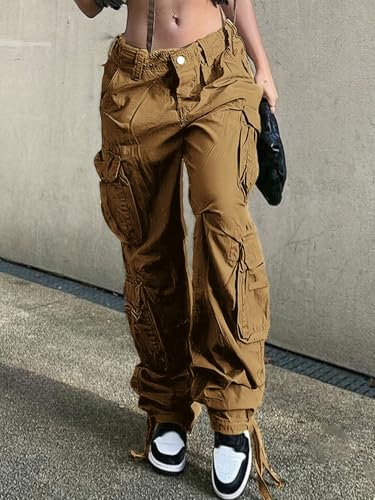 Women's Cargo Jeans Baggy Straight Wide Leg Flap Pockets Streetwear y2k Long Denim Pants Boyfriend Casual2