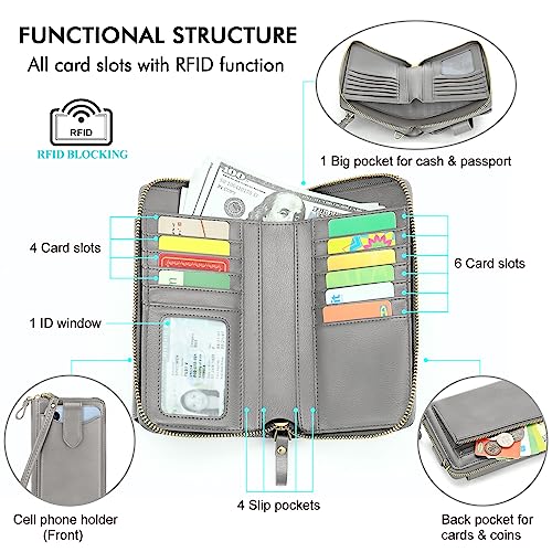 Image of Peacocktion RFID Crossbody Wallet Purse for Women Small Travel Cell Phone Purses Trendy Vegan Leather Bags with Card Slots