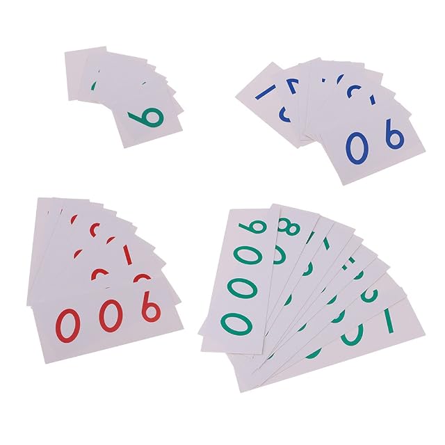 Montessori Tarjetas Numéricas 1-9000, Aprendizaje Matemático Temprano, Papel, Juego Educativo para Niños