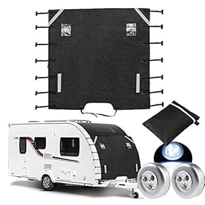 Housse de protection avant pour caravane avec 2 lumières LED, fixations améliorées