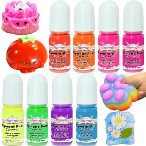 Kit para hacer moldes de silicona con 8 colores de pigmento líquido en pasta Taba Squishy Maker Colores neón
