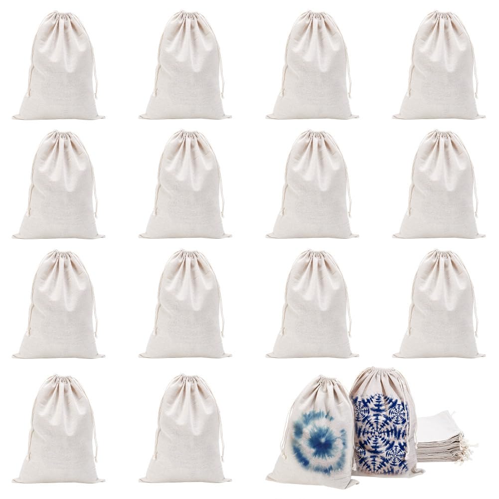 UNICRAFTALE 26 sacchetti in cotone con coulisse, grandi, in mussola di colore naturale, riutilizzabili, lavabili, sacchetti per pane per frutta, prodotti, vestiti, shopping, forniture per la casa, 28