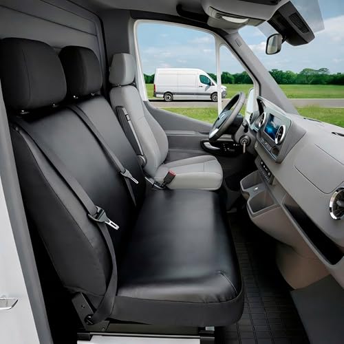 Walser Transporter Sitzbezüge Auto für Ford Transit Doppelbank vorne teilbar (Aussparung Tisch) Sitzbezüge aus Kunstleder Sitzschoner Sitzauflagen Set für Van