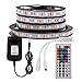 XUNATA 12V Tiras LED RGB 5050 SMD 300 LEDs Para TV Tira de Luces LED Kit Completo con control remoto de 44 teclas (No impermeable, 5m 300LEDs)