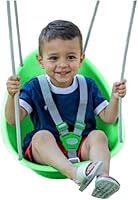 Vista 13 de Swurfer Columpio de coco para niños pequeños, cómodo columpio para bebé al aire libre, arnés de seguridad ajustable de 3 puntos, sistema de bloqueo