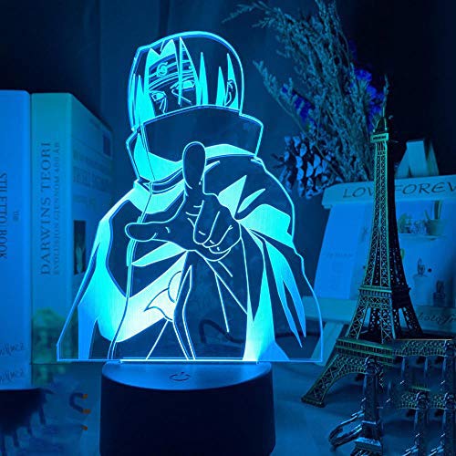Anime Naruto 3d ilusión de luz Uchihatu decoración de dormitorio para niños LED luz de noche regalo de cumpleaños fresco colorido-7 colores sin control remoto Cover